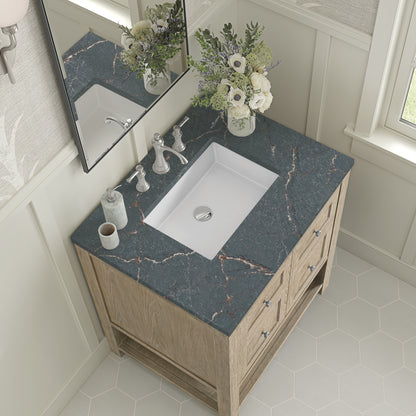 Renovate for Less Atlanta Breckenridge 30" Single Vanity, Whitewashed Oak w/ 3 CM Parisien Bleu Silestone Top