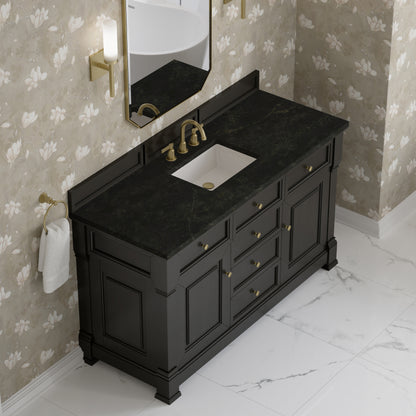 Renovate for Less Atlanta Brookfield 60" Single Vanity, Black Onyx, w/ 3 CM Phantome Eclos Top