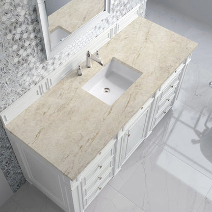 Bristol 60" Single Vanity, Bright White, w/ 3 CM Tajnar Eclos Top