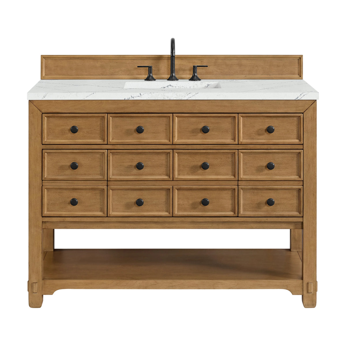 Malibu 48" Single Vanity, Amber Birch w/ 3 CM Ethereal Noctis Silestone Top