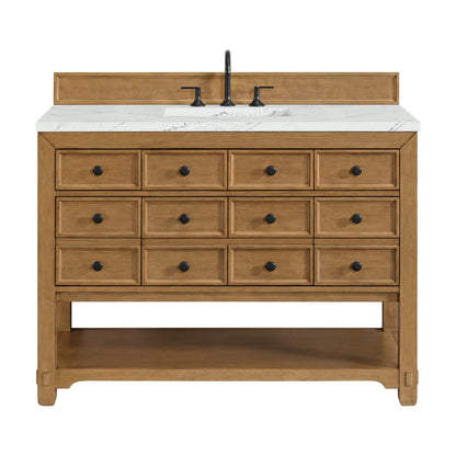 Malibu 48" Single Vanity, Amber Birch w/ 3 CM Ethereal Noctis Silestone Top