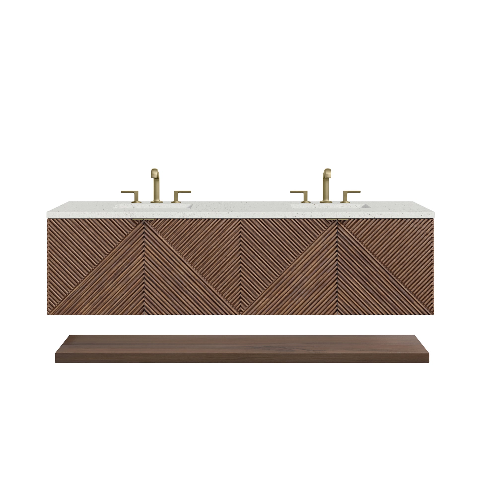 Renovate for Less Atlanta Marcello 72" Double Vanity, Chestnut w/ 3 CM Lime Delight Top
