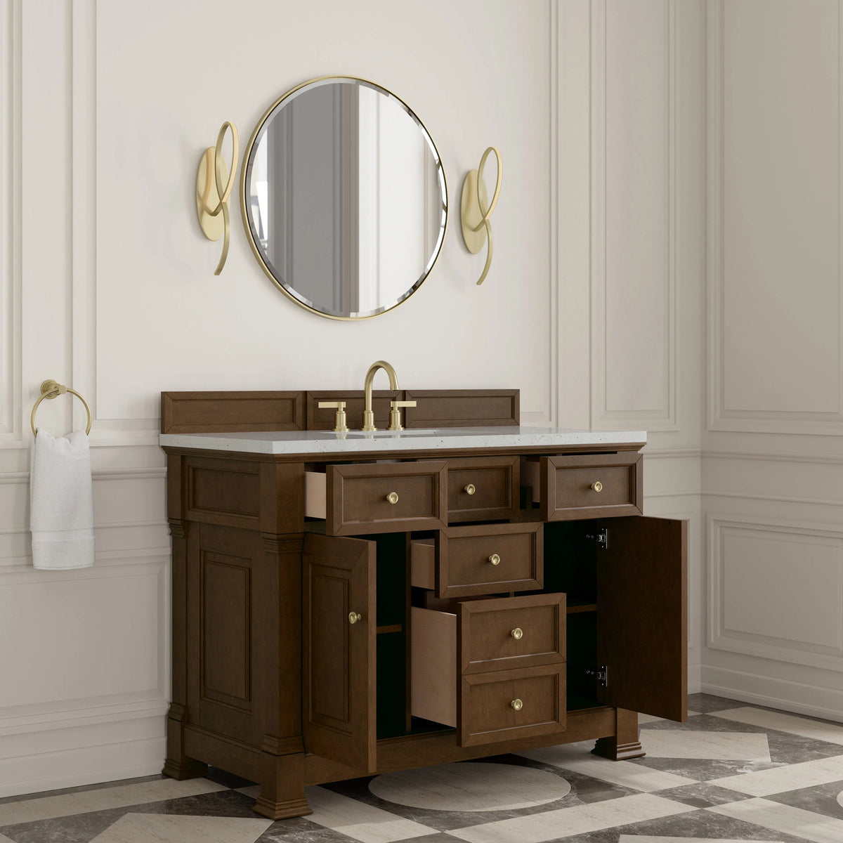 Brookfield 48" Single Vanity, Honey Oak w/ 3 CM Lime Delight Silestone Top