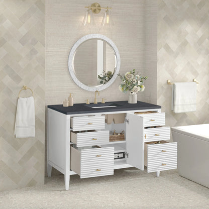 Myrrin 48" Single Vanity, Bright White w/ 3 CM Charcoal Soapstone Silestone Top