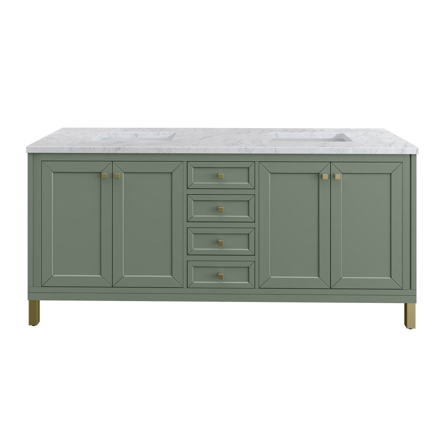 Renovate for Less Atlanta Chicago 72" Double Vanity, Smokey Celadon, w/ 3 CM Carrara Marble Top