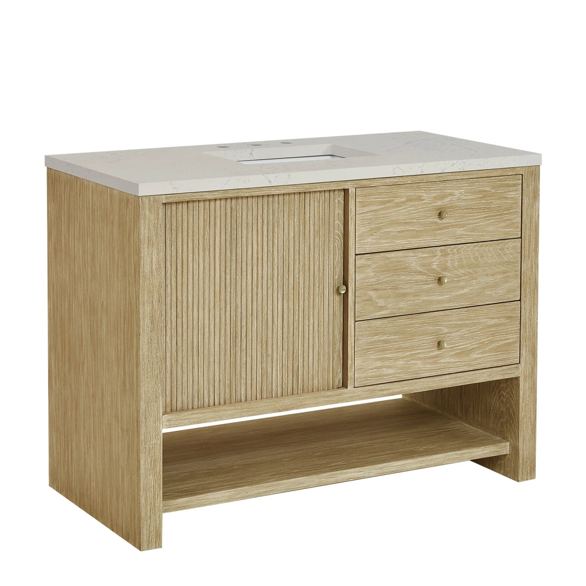 Marigot 48" Single Vanity, Sunwashed Oak, w/ 3 CM Siberian Silestone Top