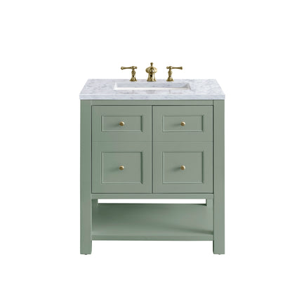 Renovate for Less Atlanta Breckenridge 30" Single Vanity, Smokey Celadon w/ 3 CM Carrara Marble Top
