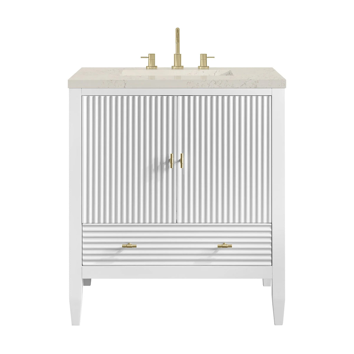 Myrrin 30" Single Vanity, Bright White w/ 3 CM Siberian Silestone Top