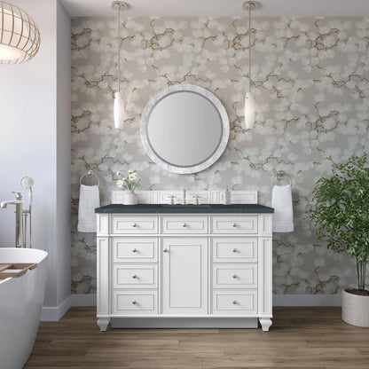Bristol 48" Single Vanity, Bright White w/ 3 CM Charcoal Soapstone Silestone Top