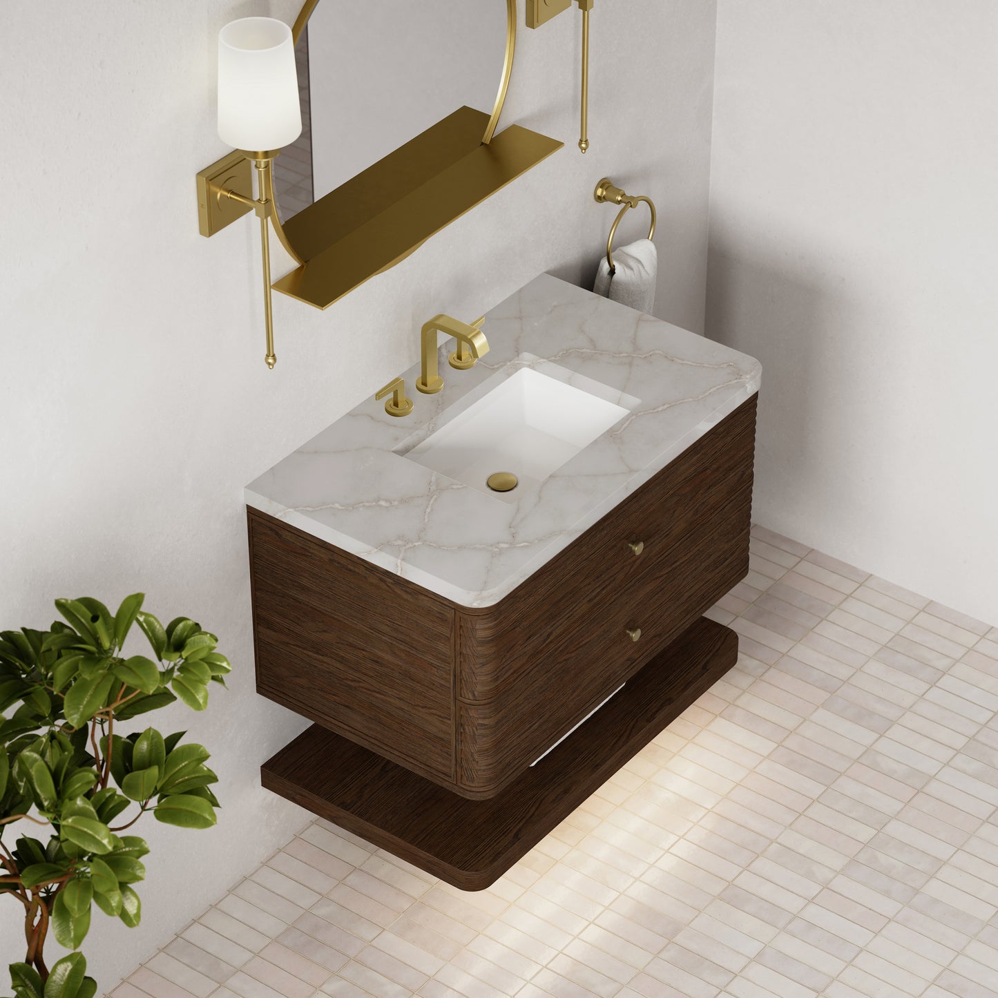 Renovate for Less Atlanta Allamari 36" Single Vanity, Sable w/ 3 CM Victorian Silver Silestone Top