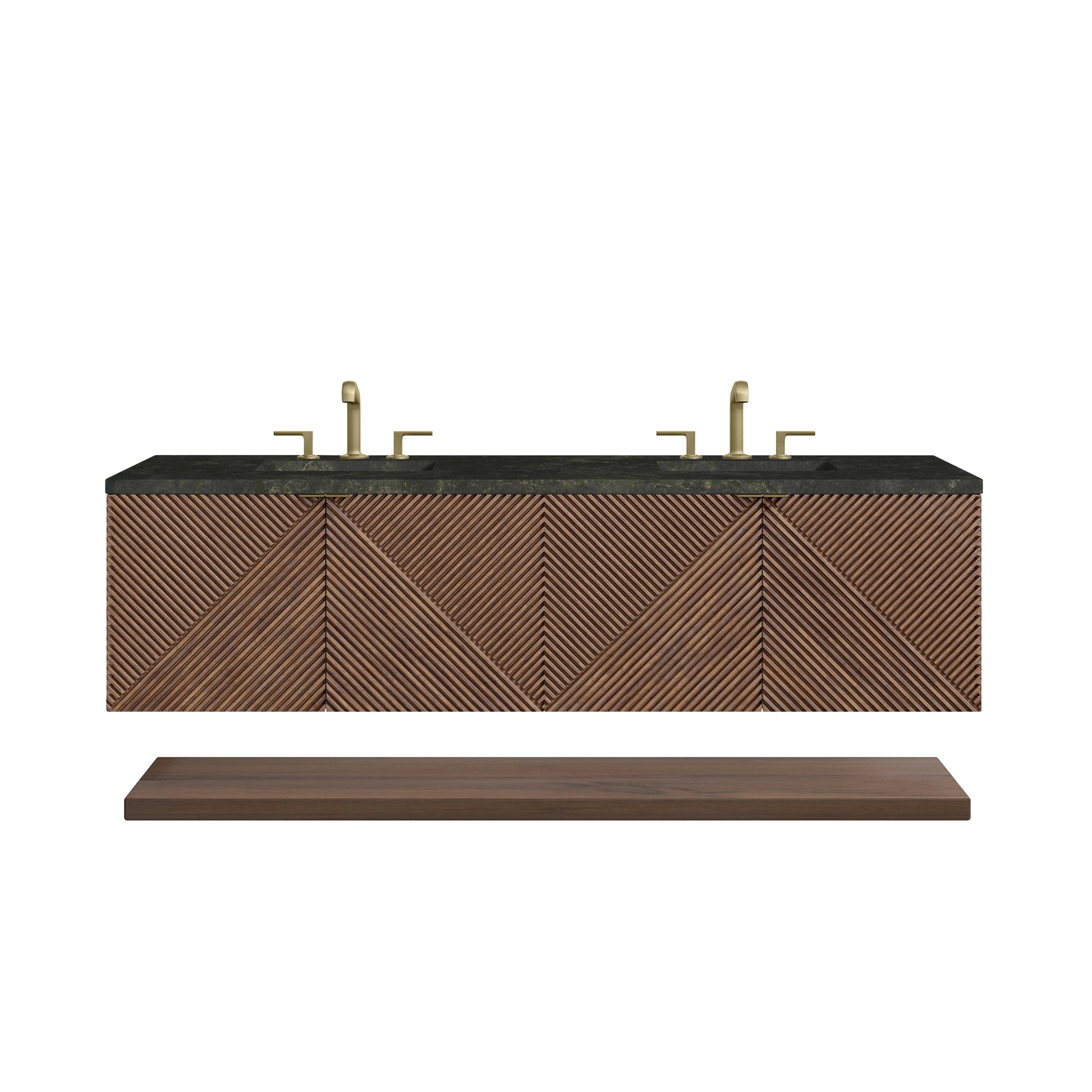 Renovate for Less Atlanta Marcello 72" Double Vanity, Chestnut, w/ 3 CM Phantome Eclos Top