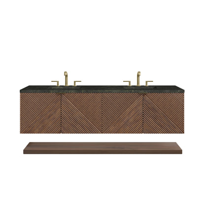 Renovate for Less Atlanta Marcello 72" Double Vanity, Chestnut, w/ 3 CM Phantome Eclos Top