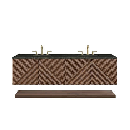 Marcello 72" Double Vanity, Chestnut, w/ 3 CM Phantome Eclos Top