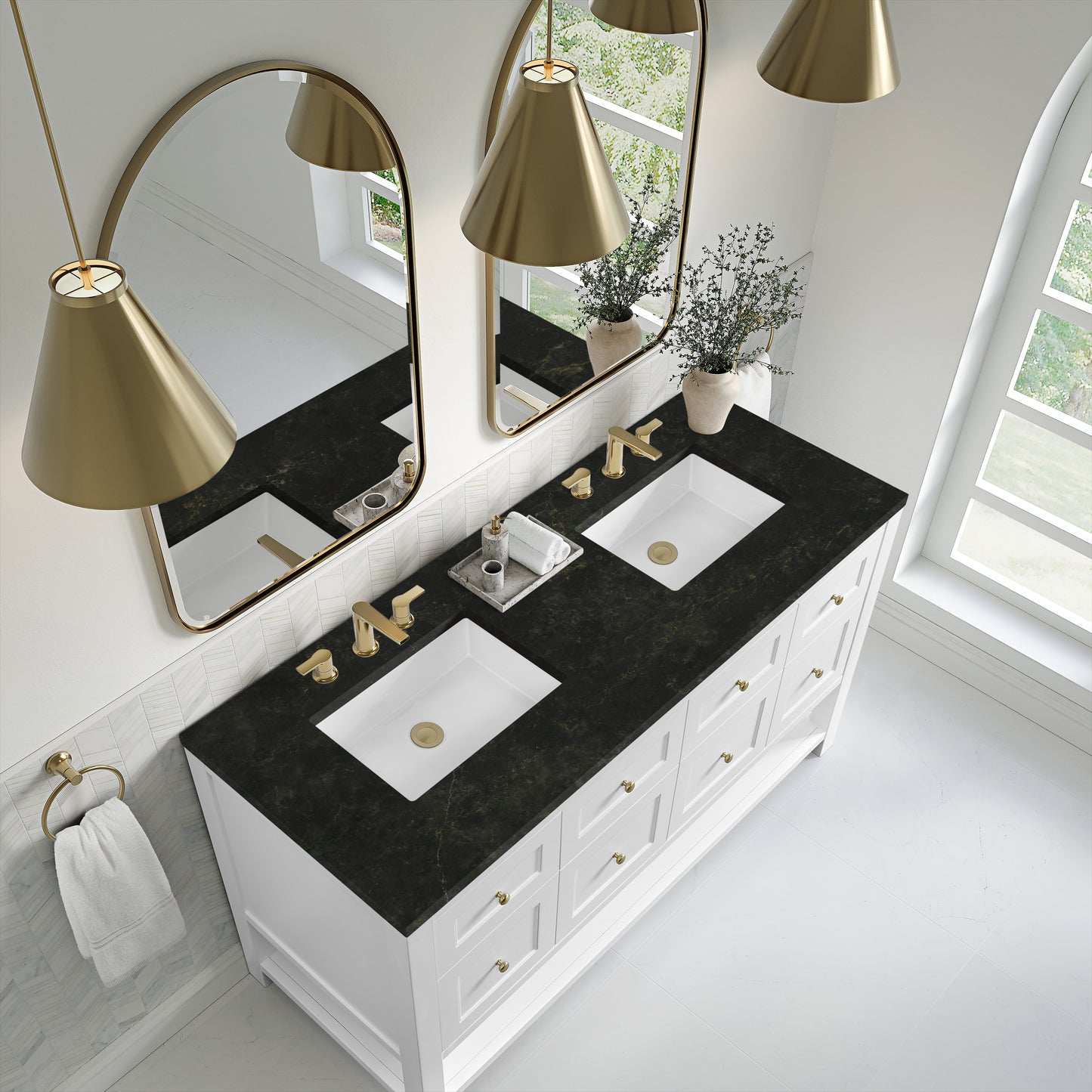 Renovate for Less Atlanta Breckenridge 60" Double Vanity, Bright White, w/ 3 CM Phantome Eclos Top