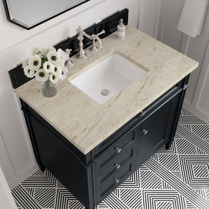 Renovate for Less Atlanta Brittany 36" Single Vanity, Black Onyx, w/ 3 CM Tajnar Eclos Top