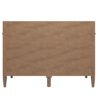 Brittany 48" Single Vanity, Pecan w/ 3 CM Eternal Jasmine Pearl Silestone Top w/FreePower Wireless Charger