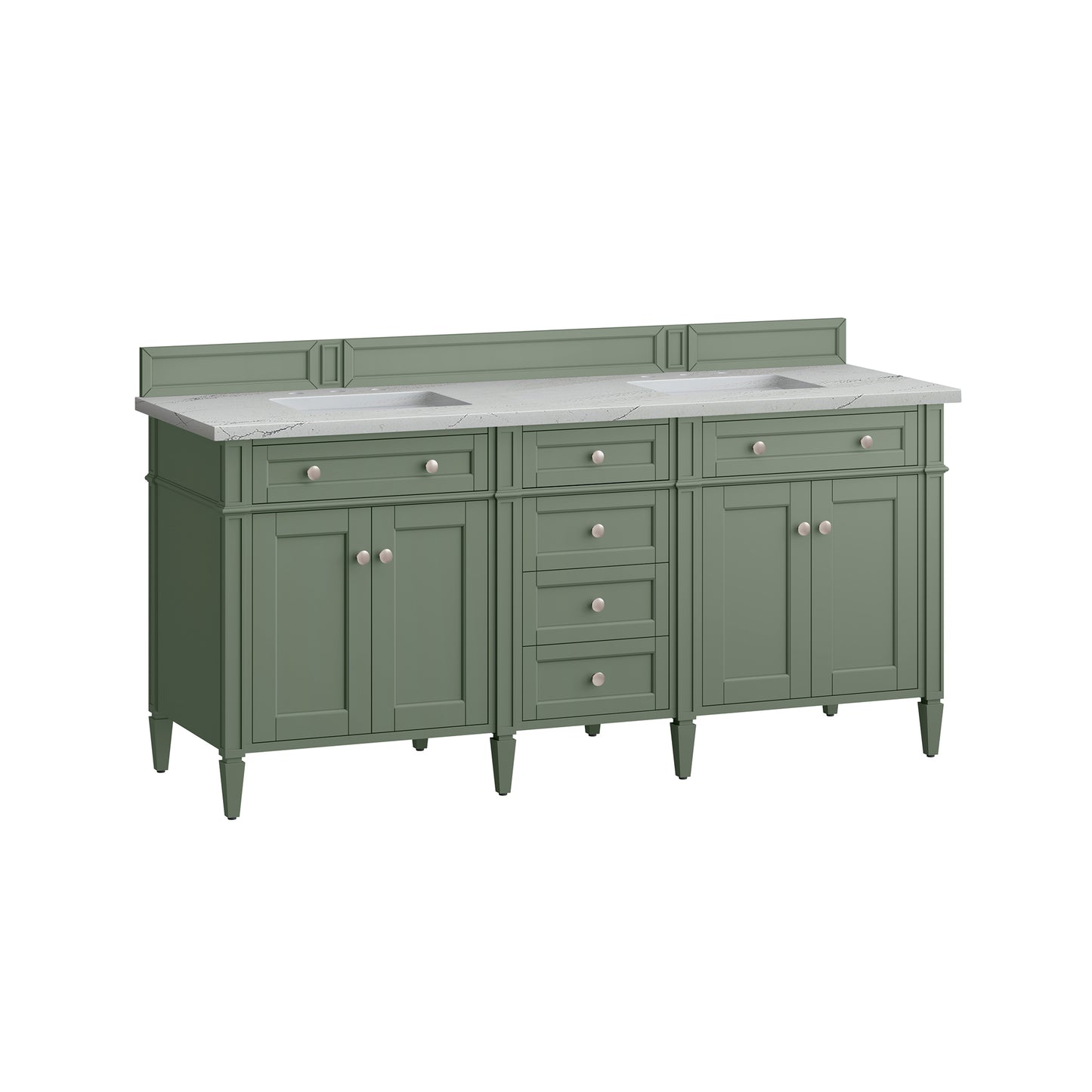 Renovate for Less Atlanta Brittany 72" Double Vanity, Smokey Celadon w/ 3 CM Ethereal Noctis Top w/FreePower Wireless Charger