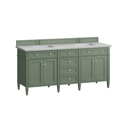 Renovate for Less Atlanta Brittany 72" Double Vanity, Smokey Celadon w/ 3 CM Ethereal Noctis Top w/FreePower Wireless Charger