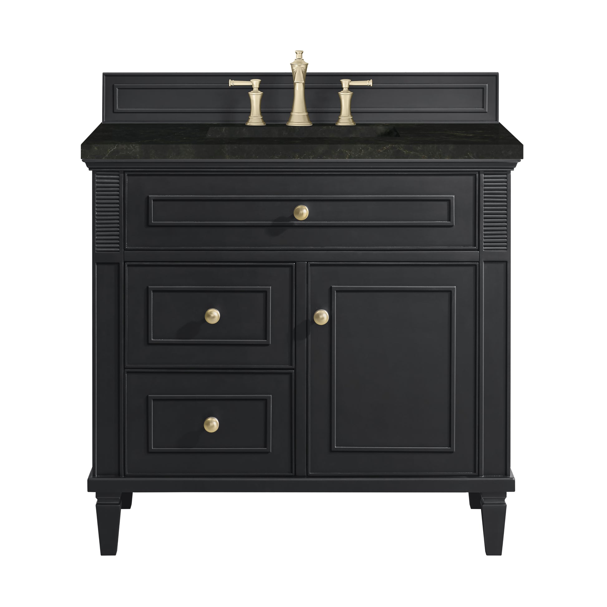 Renovate for Less Atlanta Lorelai 36" Single Vanity, Black Onyx, w/ 3 CM Phantome Eclos Top