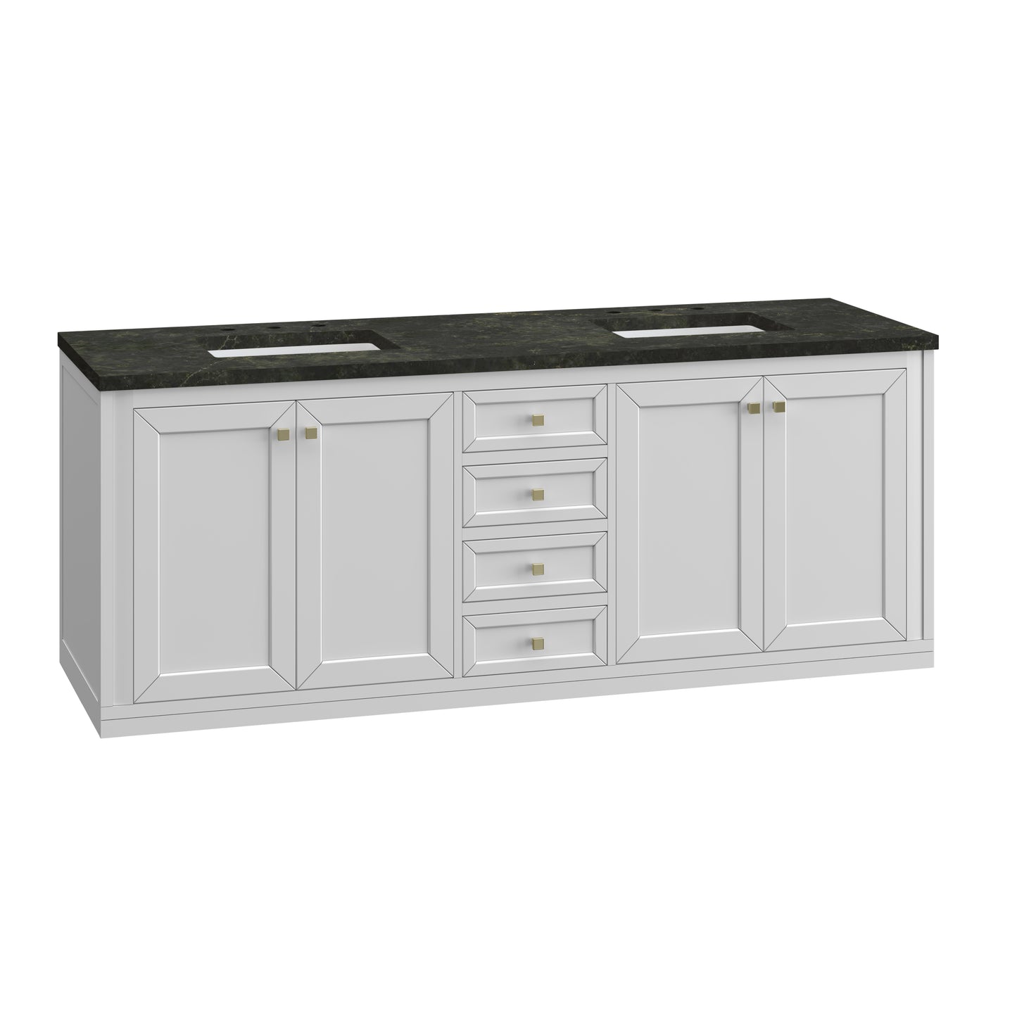 Renovate for Less Atlanta Chicago 72" Double Vanity, Glossy White, w/ 3 CM Phantome Eclos Top