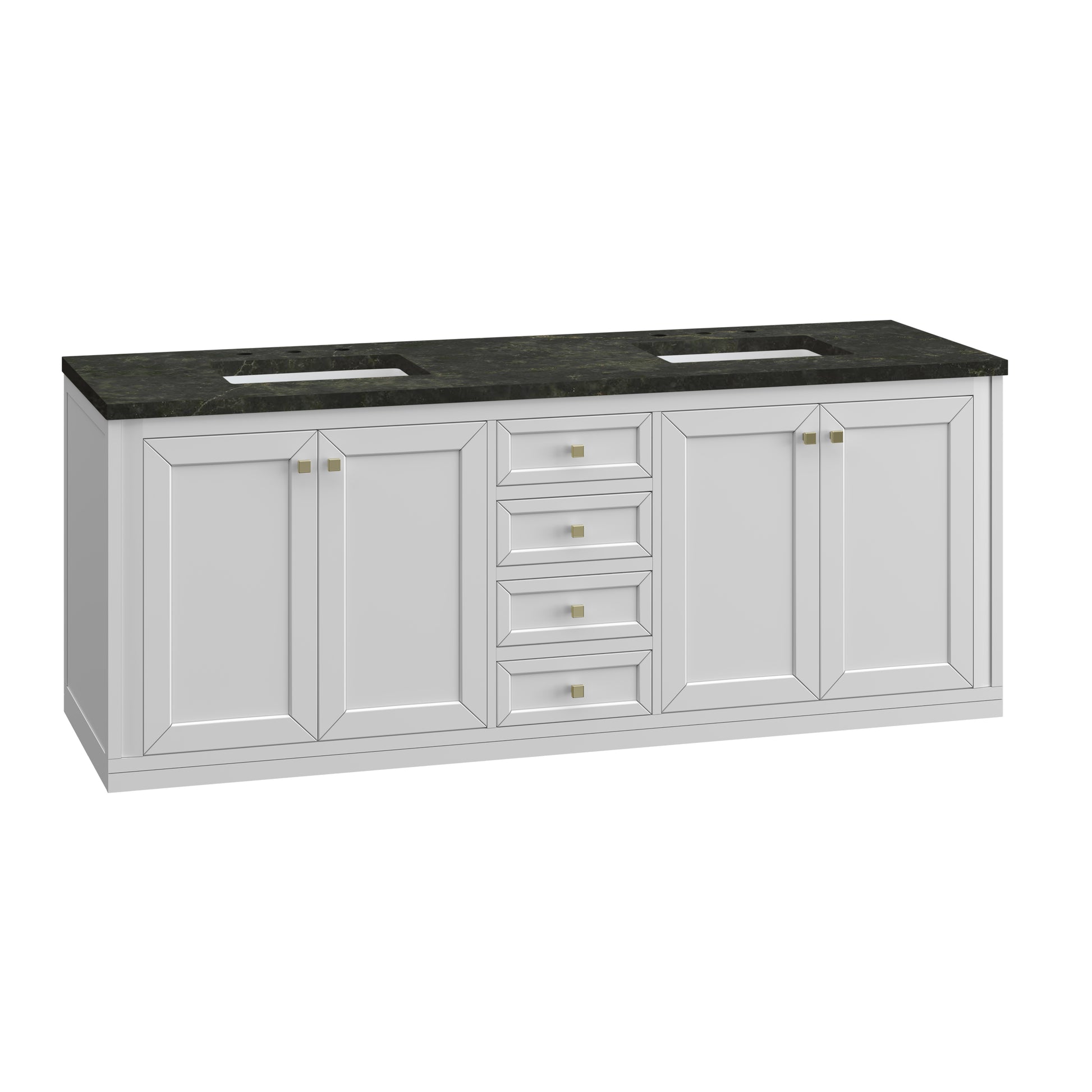 Renovate for Less Atlanta Chicago 72" Double Vanity, Glossy White, w/ 3 CM Phantome Eclos Top