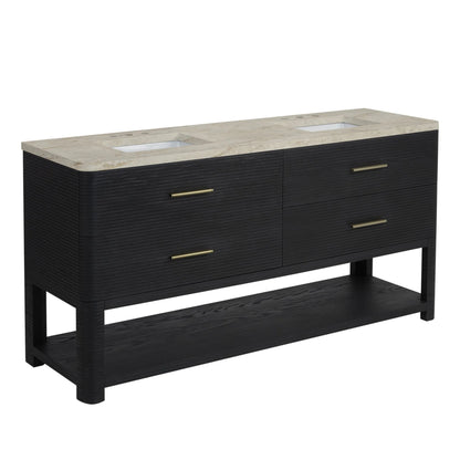 Lucian 72" Double Vanity, Carbon Oak, w/ 3 CM Tajnar Eclos Widespread Top