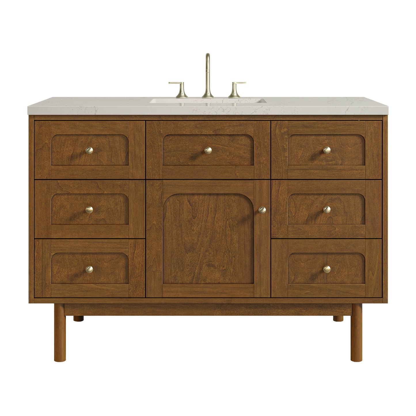 Renovate for Less Atlanta Laurent 48" Single Vanity, Honey Oak w/ 3 CM Siberian Silestone Top w/FreePower Wireless Charger