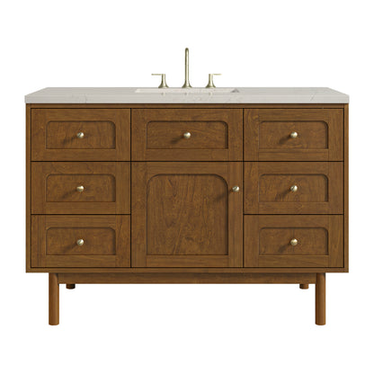 Renovate for Less Atlanta Laurent 48" Single Vanity, Honey Oak w/ 3 CM Siberian Silestone Top w/FreePower Wireless Charger