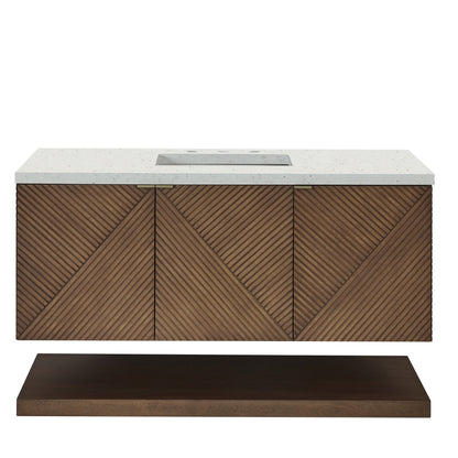 Renovate for Less Atlanta Marcello 48" Single Vanity, Chestnut w/ 3 CM Lime Delight Silestone Top