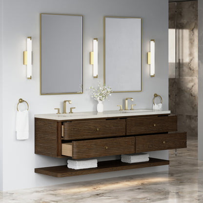 Renovate for Less Atlanta Allamari 72" Double Vanity, Sable w/ 3 CM Siberian Silestone Top