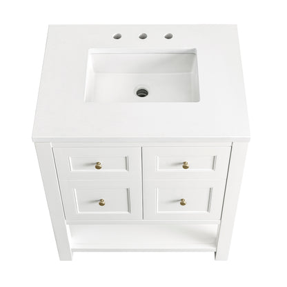 Renovate for Less Atlanta Breckenridge 30" Single Vanity, Bright White w/ 3 CM White Zeus Top