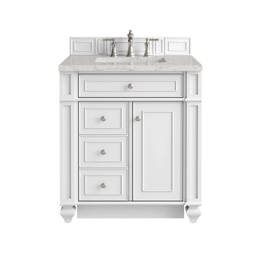 Bristol 30" Single Vanity, Bright White w/ 3 CM Eternal Jasmine Pearl Silestone Top