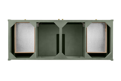 Renovate for Less Atlanta Chicago 60" Single Vanity, Smokey Celadon, w/ 3 CM Ethereal Noctis Silestone Top w/ FreePower Wireless Charger