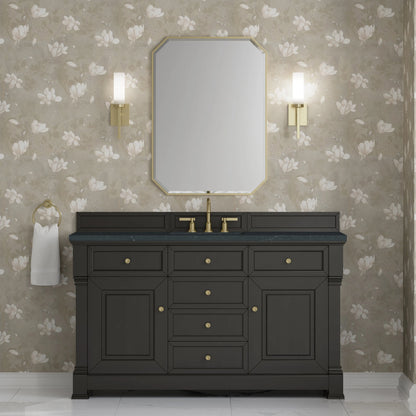Brookfield 60" Single Vanity, Black Onyx w/3 CM Charcoal Soapstone Silestone Top