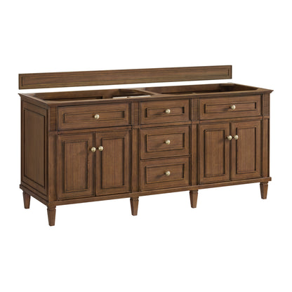 Renovate for Less Atlanta Lorelai 72" Double Vanity, Mid-Century Walnut, w/ 3 CM Tajnar Eclos Top w/FreePower Wireless Charger
