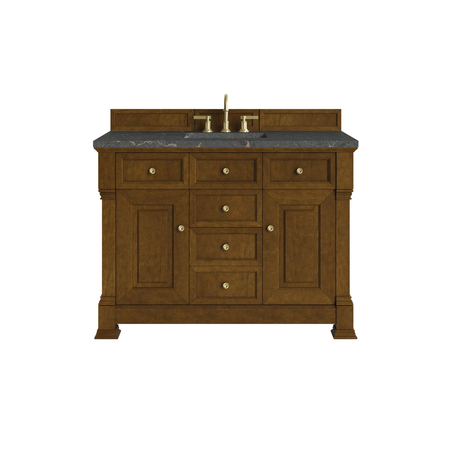 Renovate for Less Atlanta Brookfield 48" Single Vanity, Honey Oak w/ 3 CM Parisien Bleu Silestone Top w/ FreePower Wireless Charger