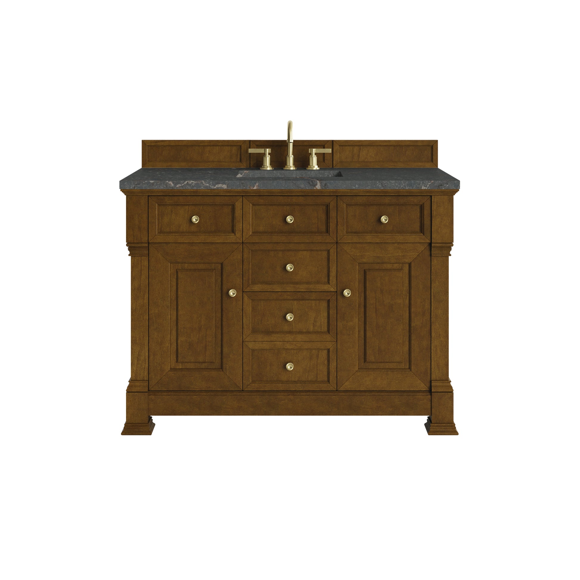 Renovate for Less Atlanta Brookfield 48" Single Vanity, Honey Oak w/ 3 CM Parisien Bleu Silestone Top w/ FreePower Wireless Charger