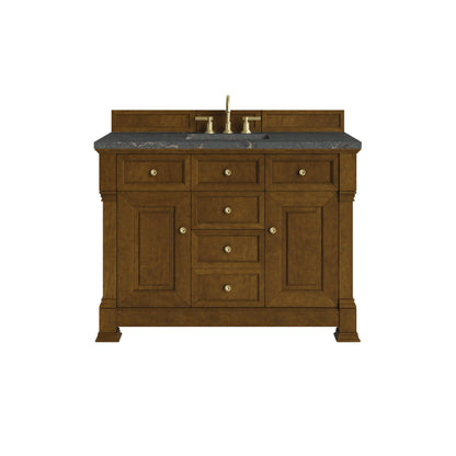 Renovate for Less Atlanta Brookfield 48" Single Vanity, Honey Oak w/ 3 CM Parisien Bleu Silestone Top w/ FreePower Wireless Charger