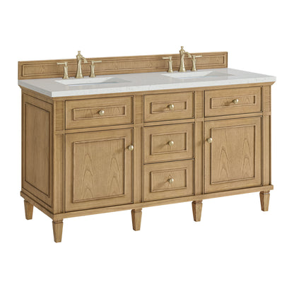 Renovate for Less Atlanta Lorelai 60" Double Vanity, Light Natural Oak w/ 3 CM Lime Delight Silestone Top