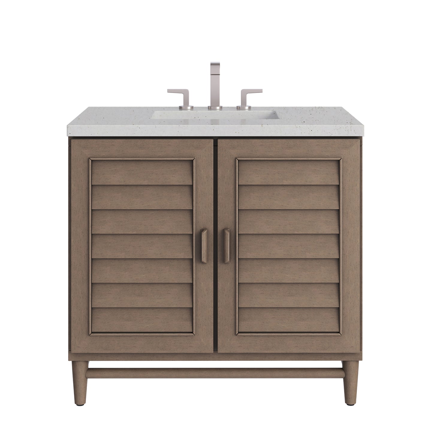 Renovate for Less Atlanta Portland 36" Single Vanity Whitewashed Walnut w/ 3 CM Lime Delight Silestone Top