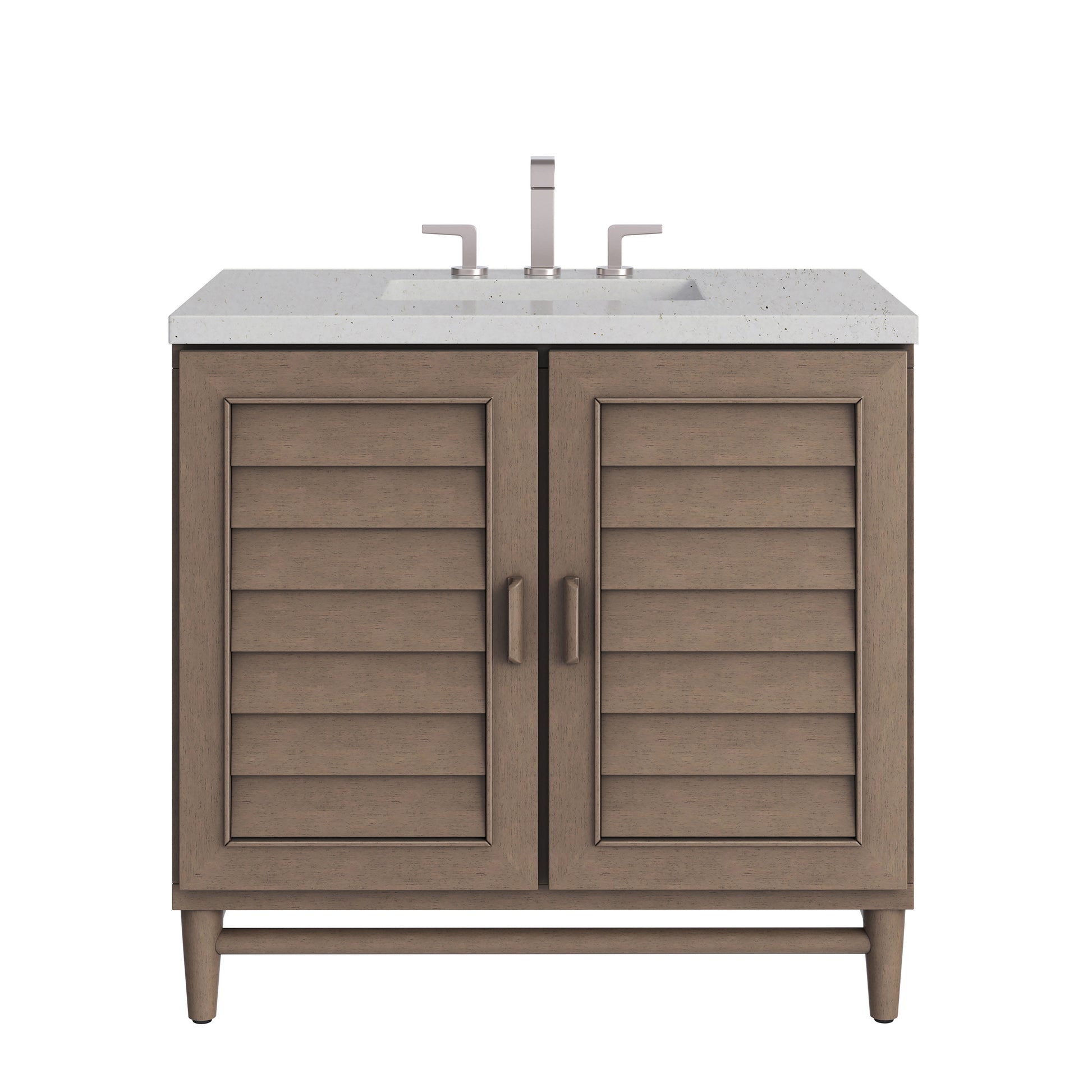 Renovate for Less Atlanta Portland 36" Single Vanity Whitewashed Walnut w/ 3 CM Lime Delight Silestone Top