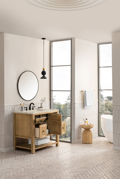Renovate for Less Atlanta Breckenridge 36" Single Vanity, Light Natural Oak, w/ 3 CM Tajnar Eclos Top