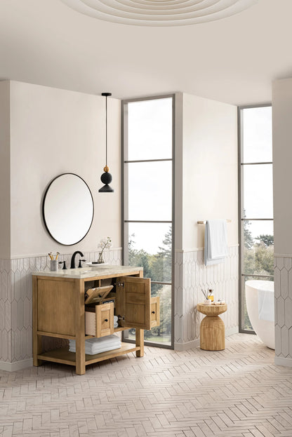 Breckenridge 36" Single Vanity, Light Natural Oak, w/ 3 CM Tajnar Eclos Top