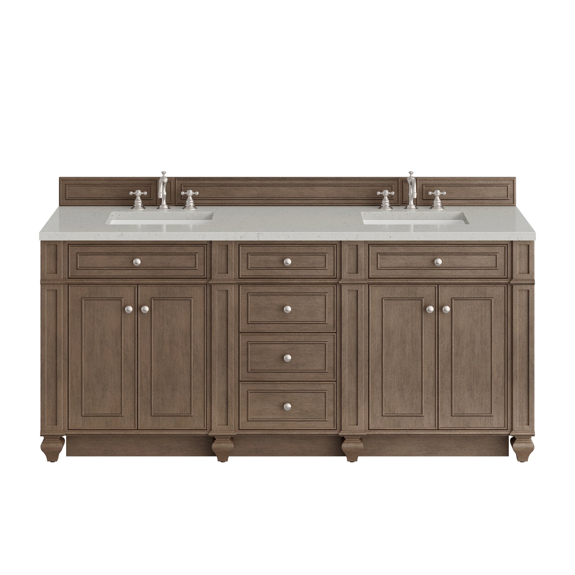 Renovate for Less Atlanta Bristol 72" Double Vanity, Whitewashed Walnut w/ 3 CM Lime Delight Silestone Top