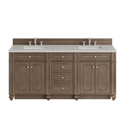 Renovate for Less Atlanta Bristol 72" Double Vanity, Whitewashed Walnut w/ 3 CM Lime Delight Silestone Top