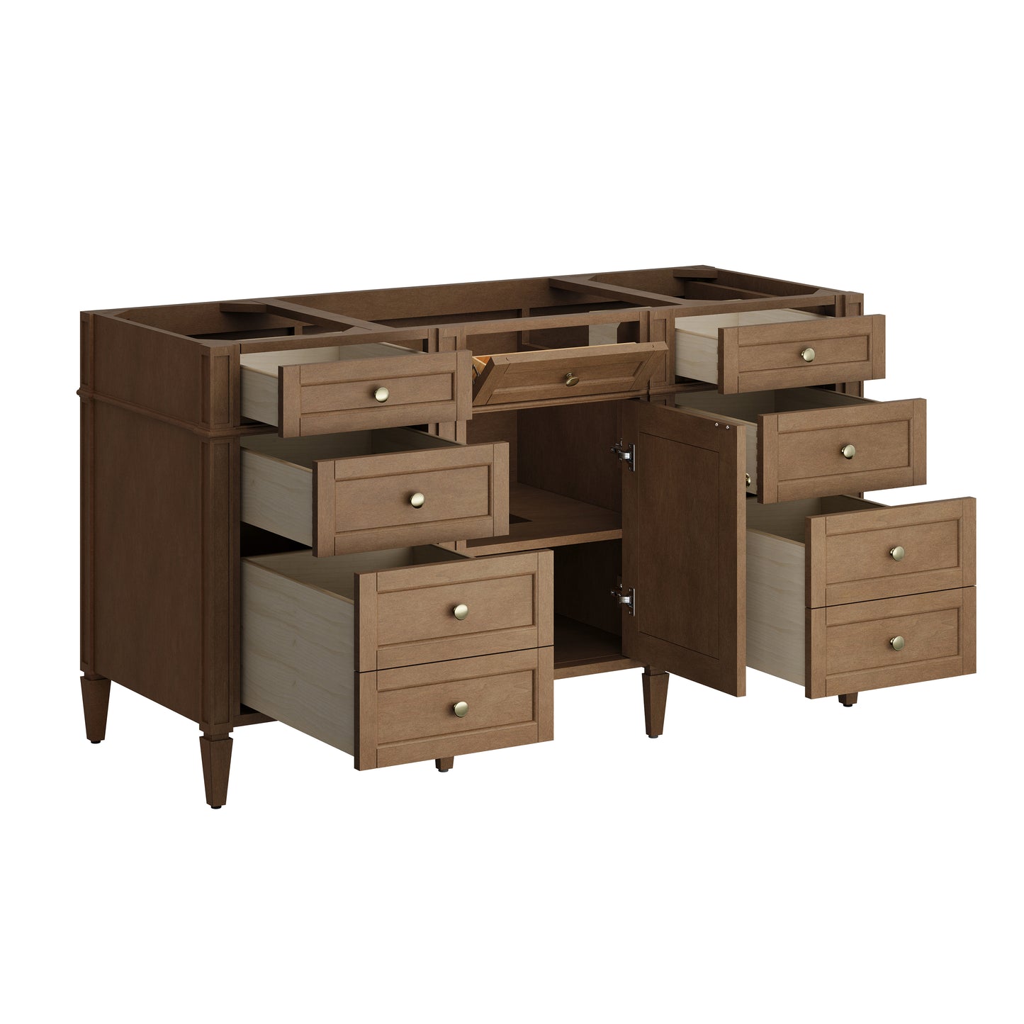 Renovate for Less Atlanta Brittany 60" Single Vanity, Pecan w/ 3 CM Phantome Eclos Top