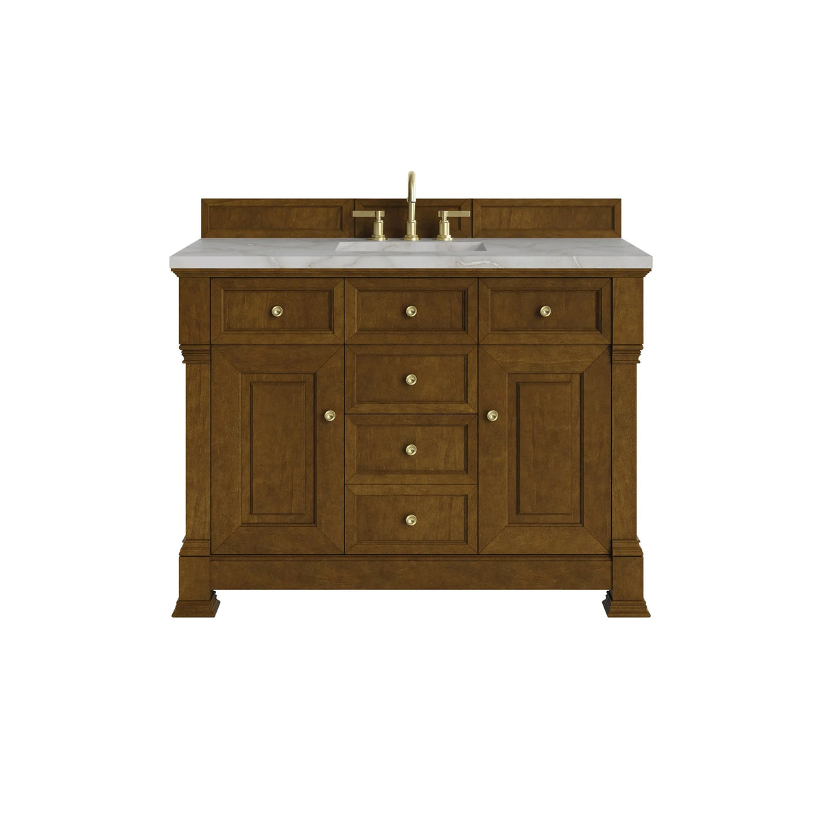Brookfield 48" Single Vanity, Honey Oak w/ 3 CM Victorian Silver Silestone Top