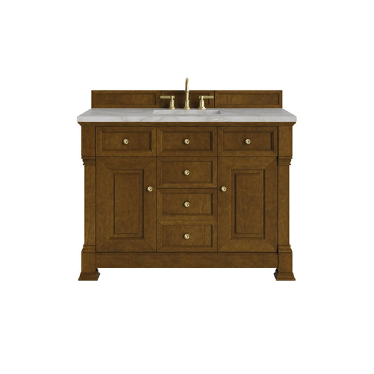 Brookfield 48" Single Vanity, Honey Oak w/ 3 CM Victorian Silver Silestone Top
