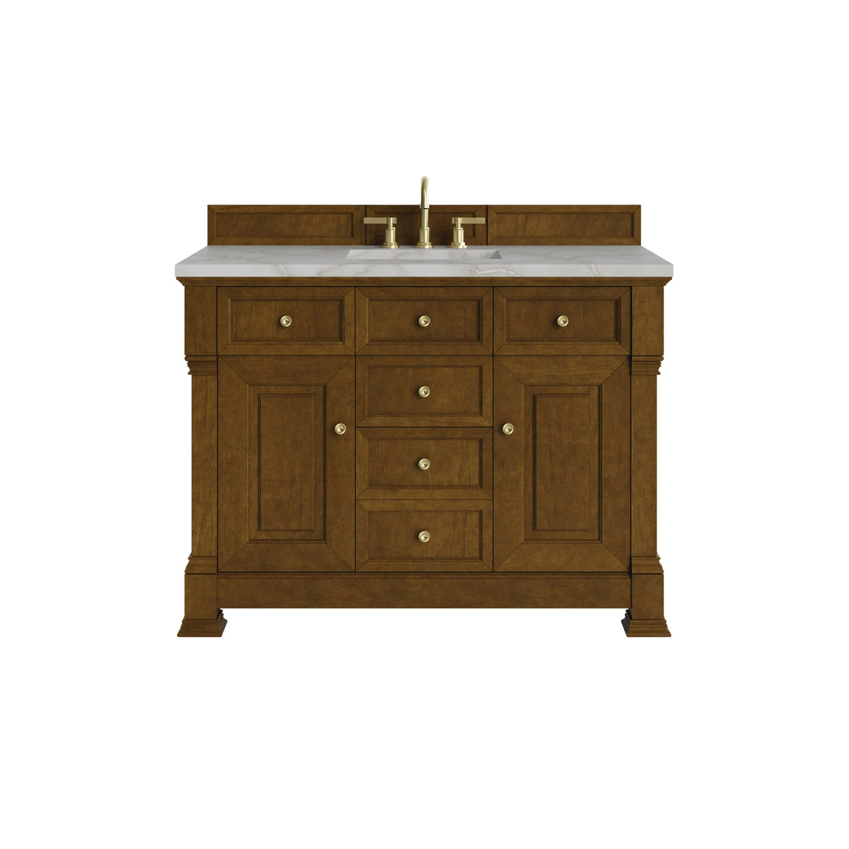 Brookfield 48" Single Vanity, Honey Oak w/ 3 CM Victorian Silver Silestone Top w/ FreePower Wireless Charger