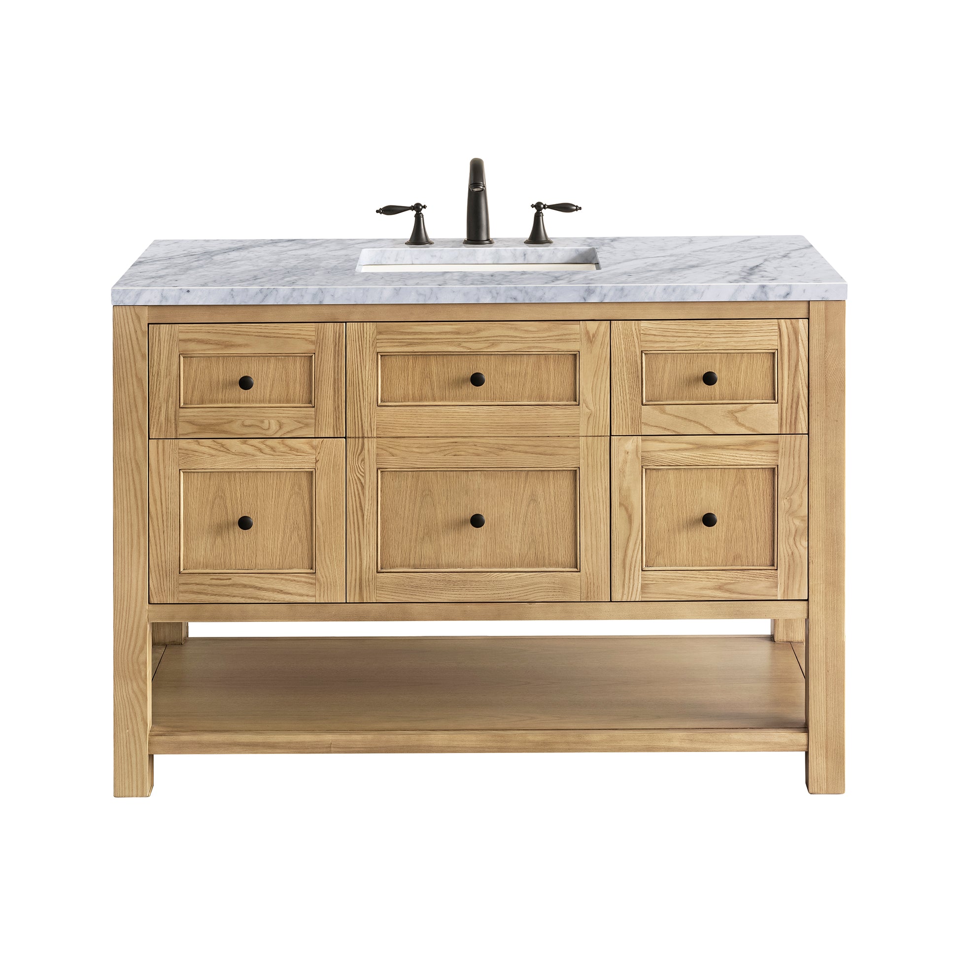 Renovate for Less Atlanta Breckenridge 48" Single Vanity, Light Natural Oak w/ 3 CM Carrara Marble Top
